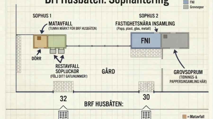 Ej skalenlig skiss av sophanteringen